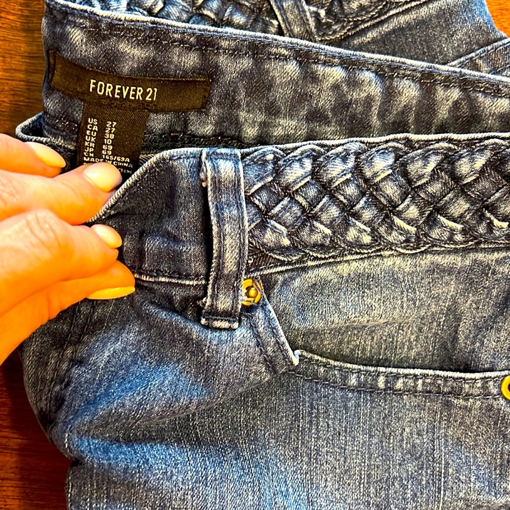 Denim shorts with braided waist band!